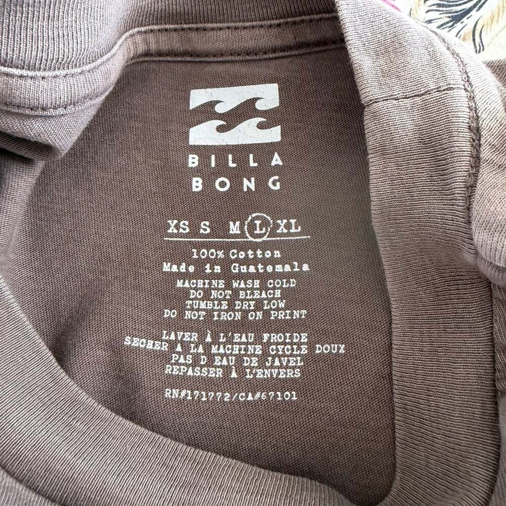 Billabong Flowering Heads T-Shirt Size L Dark Brown - Picture 3 of 3
